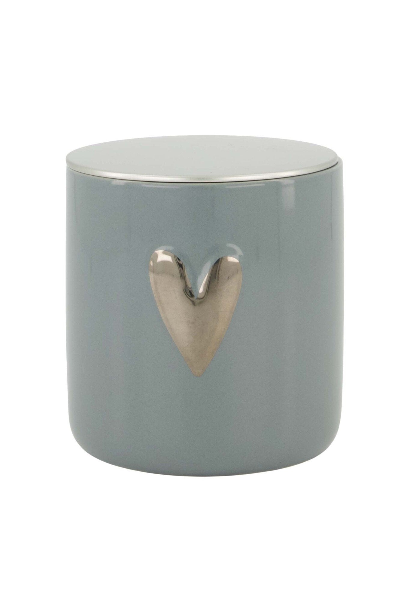 Zusss | Geurkaars keramiek zilver hartje grijsblauw