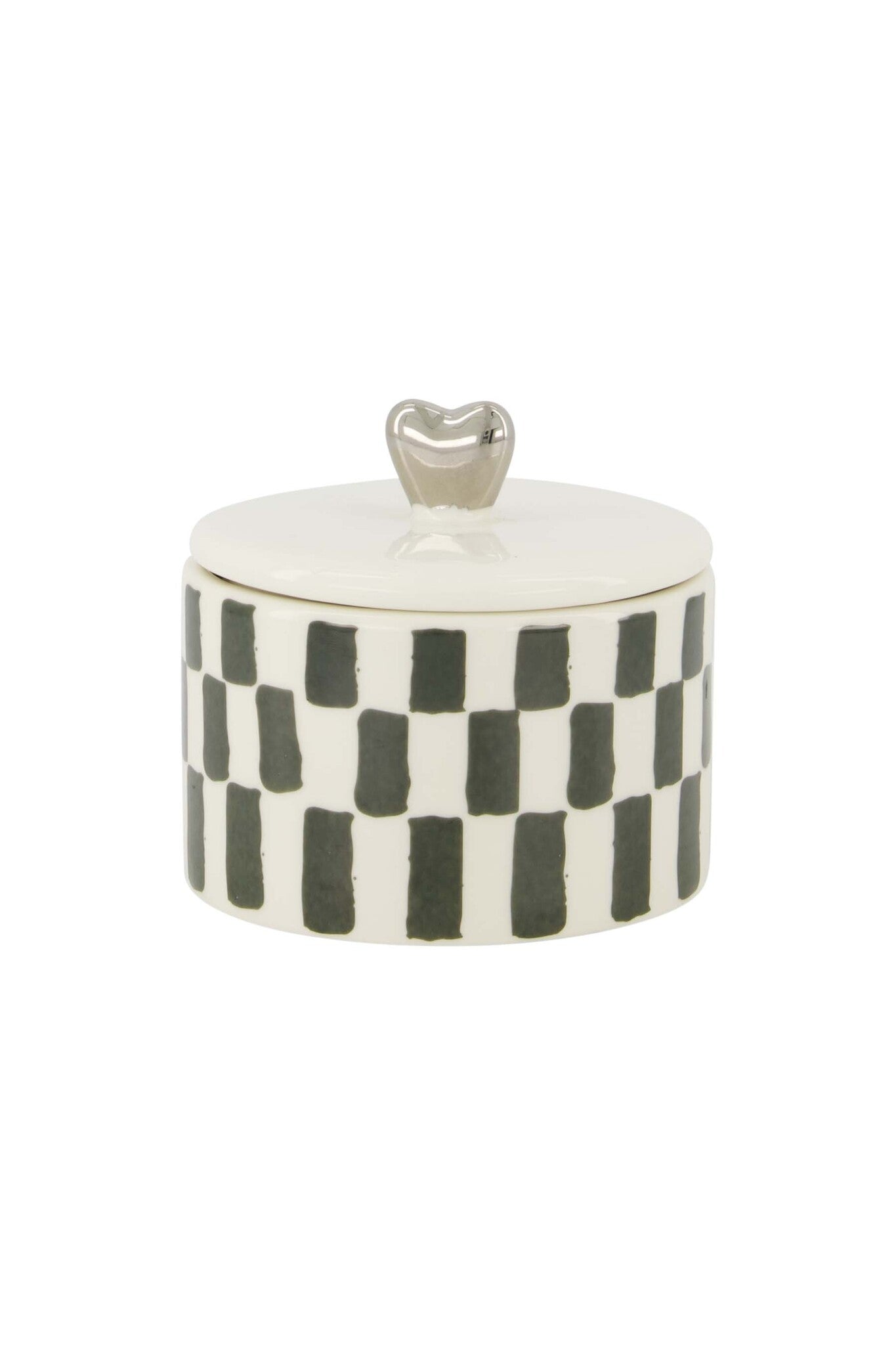 Zusss | Duftkerze aus Keramik mit Deckel, silbernes Herz, graublau