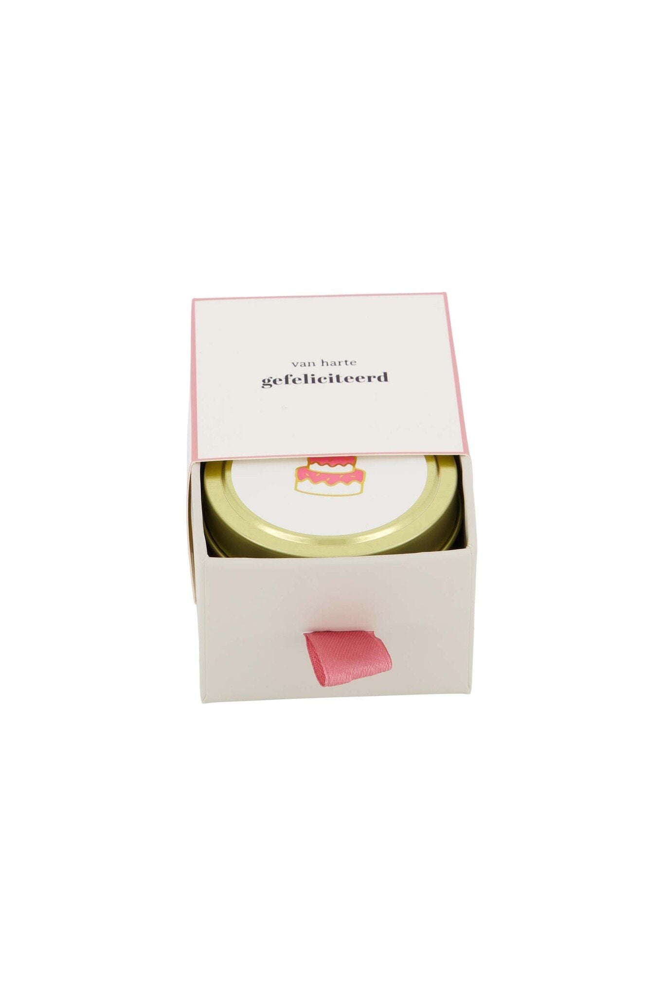 Zusss | Duftkerzendose in Schiebebox, Glückwunschkuchen weiß/rosa