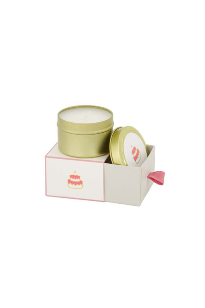 Zusss | Duftkerzendose in Schiebebox, Glückwunschkuchen weiß/rosa