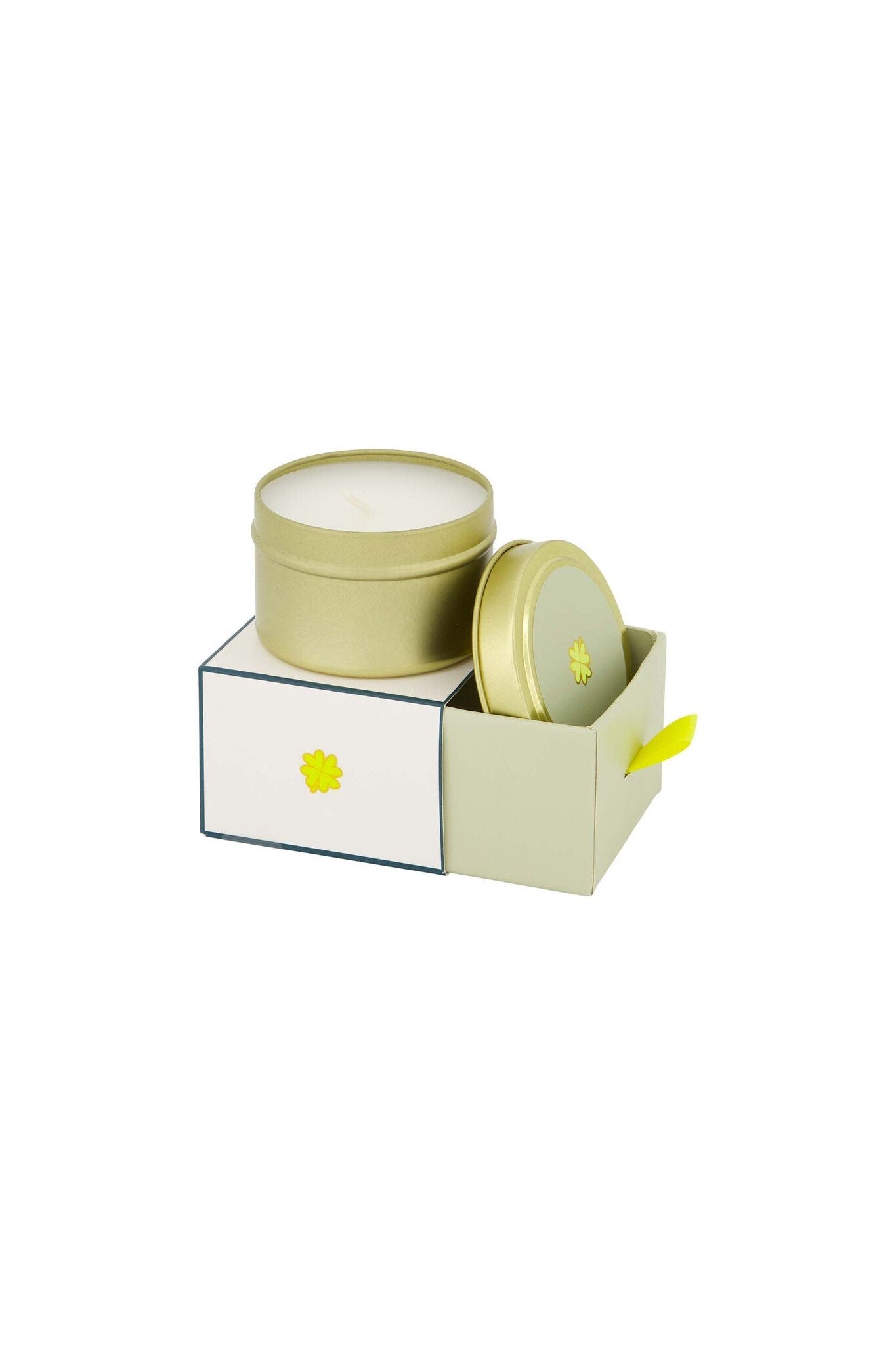 Zusss | Duftkerze in der Dose mit Schiebebox, Glücksklee, weiß/grün