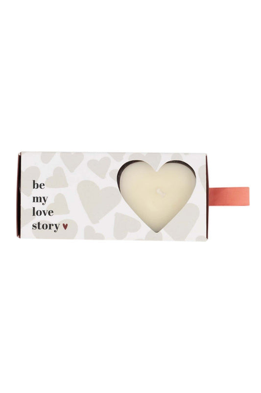 Zusss | Set mit 2 Duftkerzen in einer herzförmigen Schachtel, weiß/rot