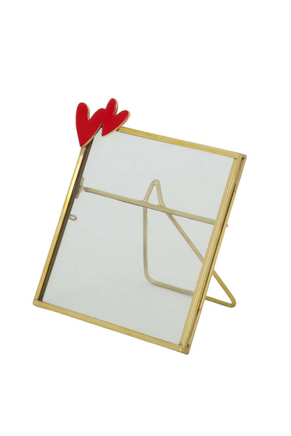 Zusss | Metall-Fotorahmen mit Herzen, rot/gold 