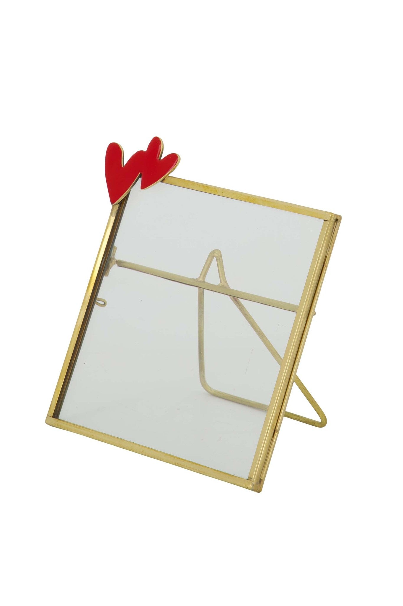 Zusss | Metall-Fotorahmen mit Herzen, rot/gold 