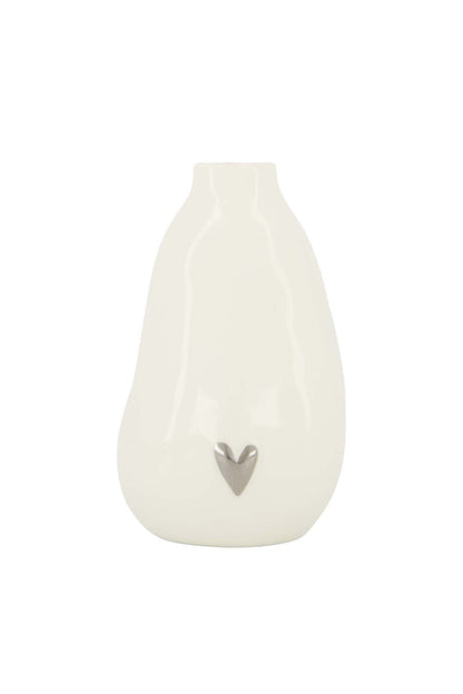 Zusss | Vaas keramiek hartje wit/zilver