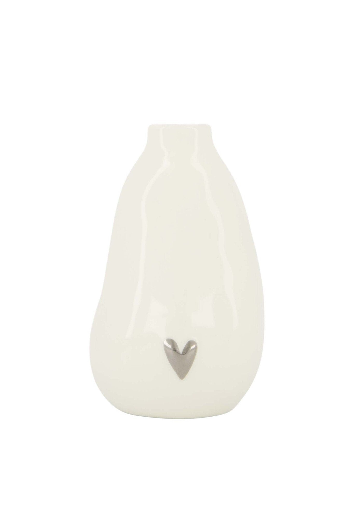 Zusss | Keramikherzvase weiß/silber