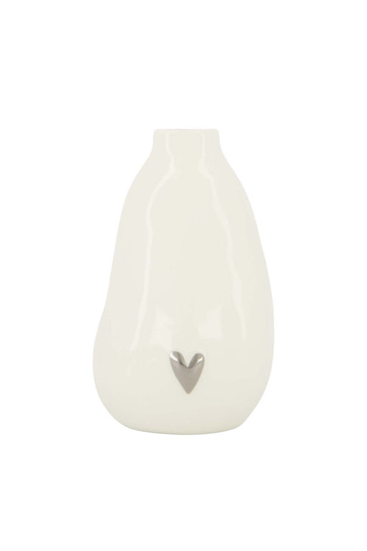 Zusss | Keramikherzvase weiß/silber