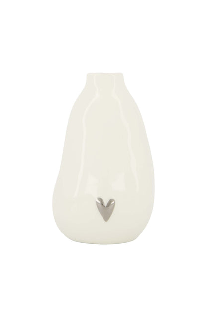 Zusss | Keramikherzvase weiß/silber