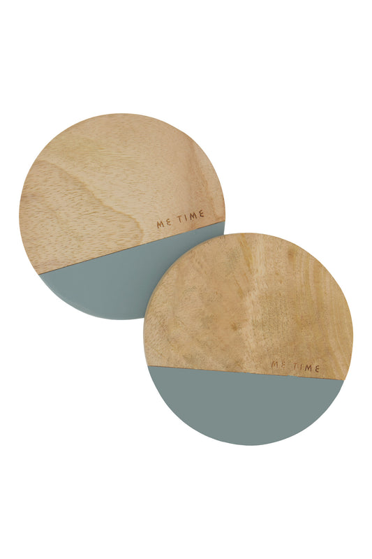 Zusss | Onderzetters me time grijsblauw set van 2