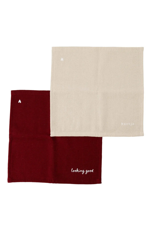 Zusss | Geschirrtücher Herz Sand/Port 2er-Set
