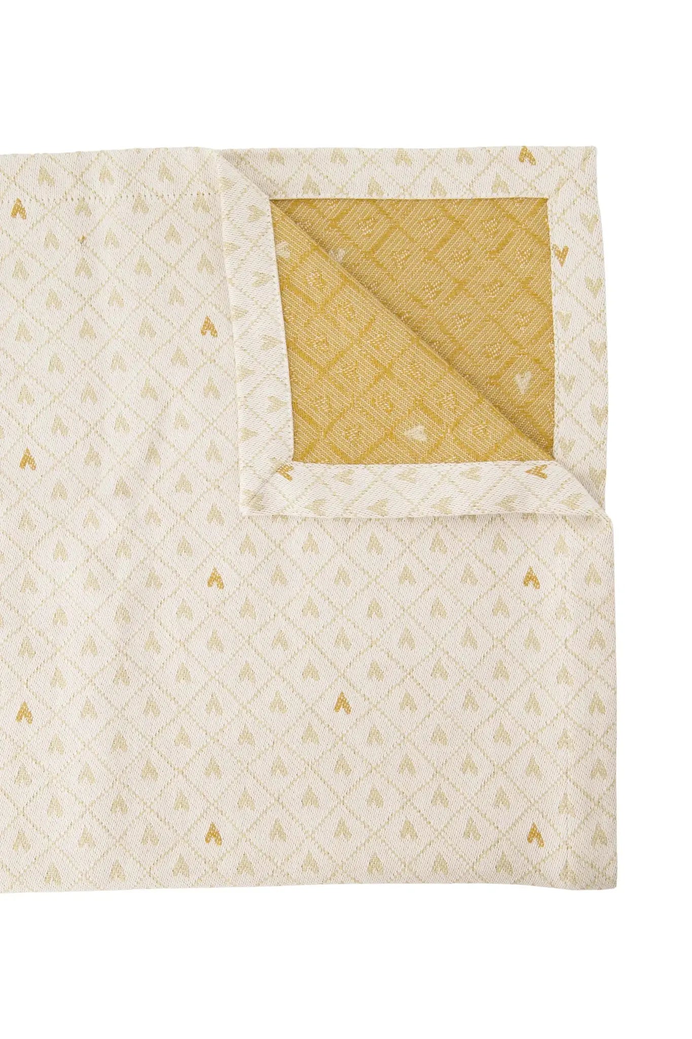 Zusss | Tafelloper lang hartjes zand/goud 300x49cm