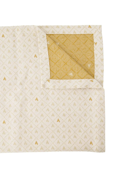 Zusss | Tafelloper lang hartjes zand/goud 300x49cm