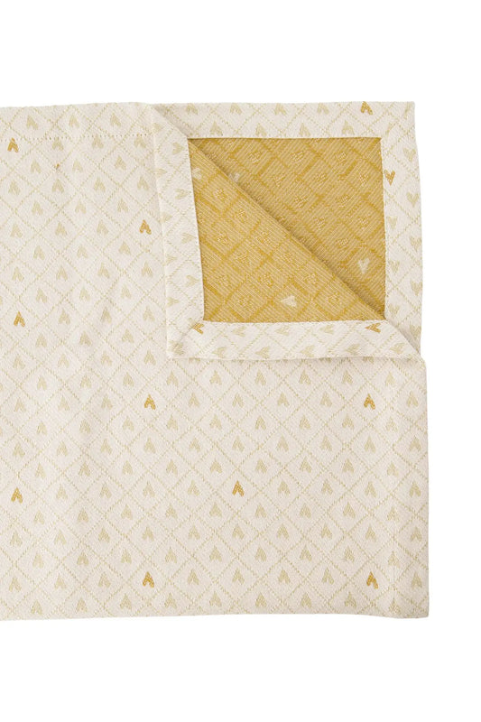 Zusss | Langer Tischläufer mit Herzen in Sand/Gold, 300 x 49 cm