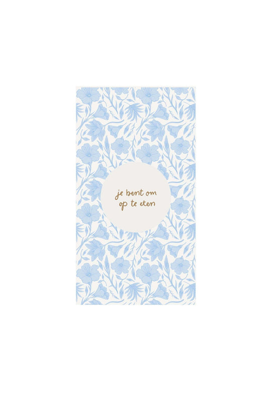 Zusss | Servetten bloemen 11x20cm blauw/wit