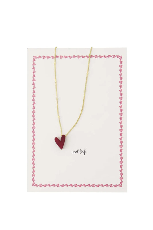 Zusss | Ansichtkaart met ketting hartje rood