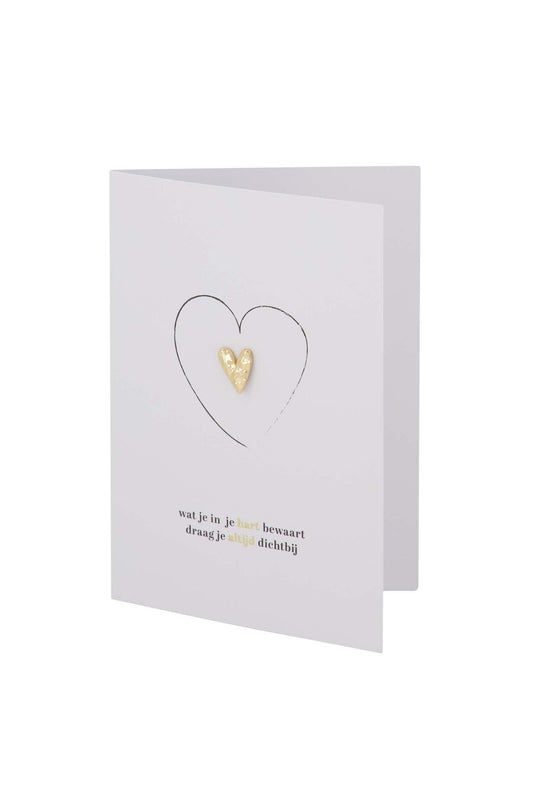 Zusss | Wenskaart hartje in je hart goud broche wit