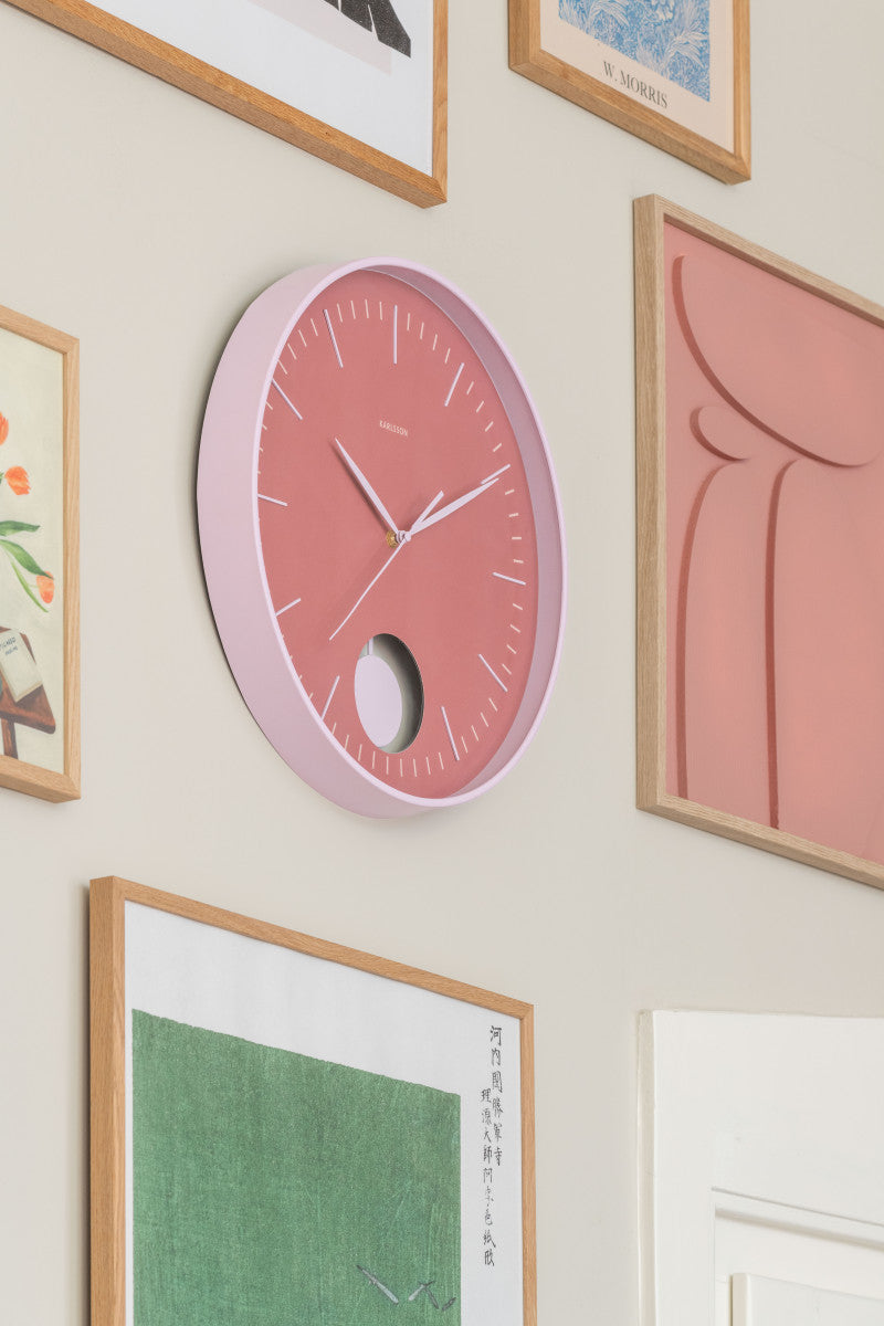 Karlsson Wandklok Grato met Pendel Roze tan