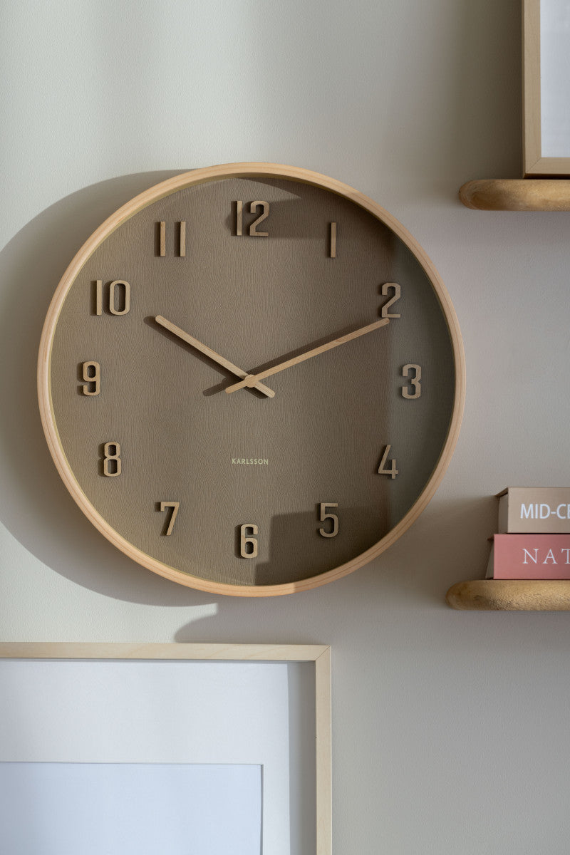 Karlsson Wandklok Nervadura Beige bruin