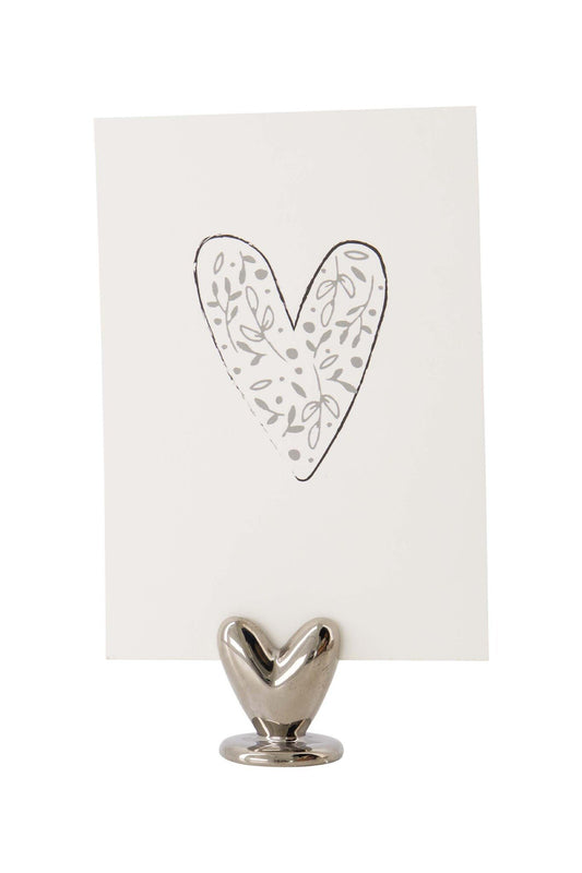 Zusss | Kaartenstandaard keramiek hartje zilver