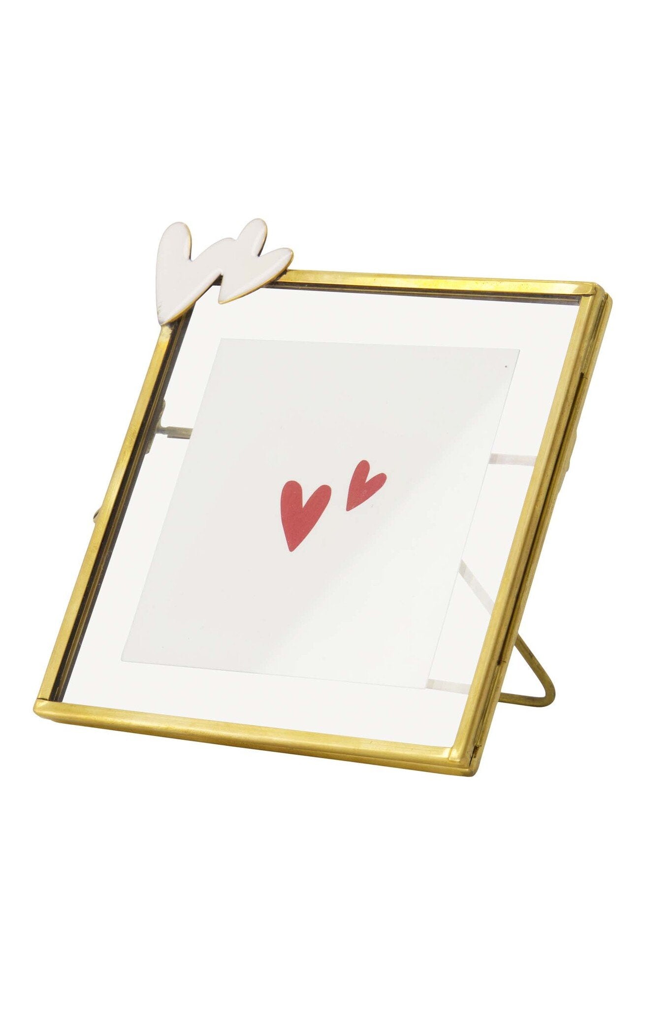 Zusss | Metall-Fotorahmen mit Herzen, weiß/gold