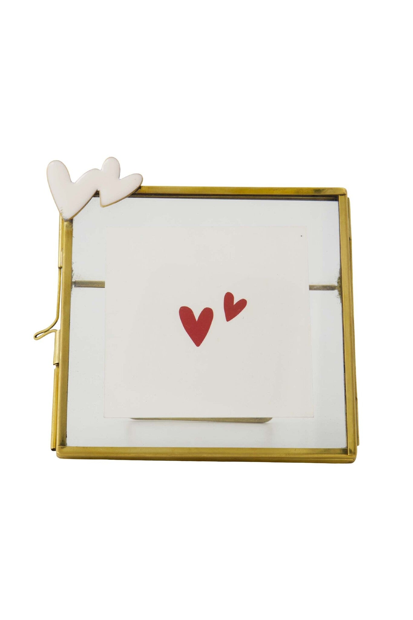 Zusss | Metall-Fotorahmen mit Herzen, weiß/gold