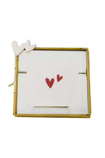 Zusss | Metall-Fotorahmen mit Herzen, weiß/gold