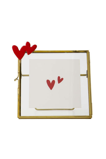 Zusss | Metall-Fotorahmen mit Herzen, rot/gold 