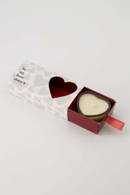 Zusss | Set van 2 geurkaarsjes in doosje hartje wit/rood