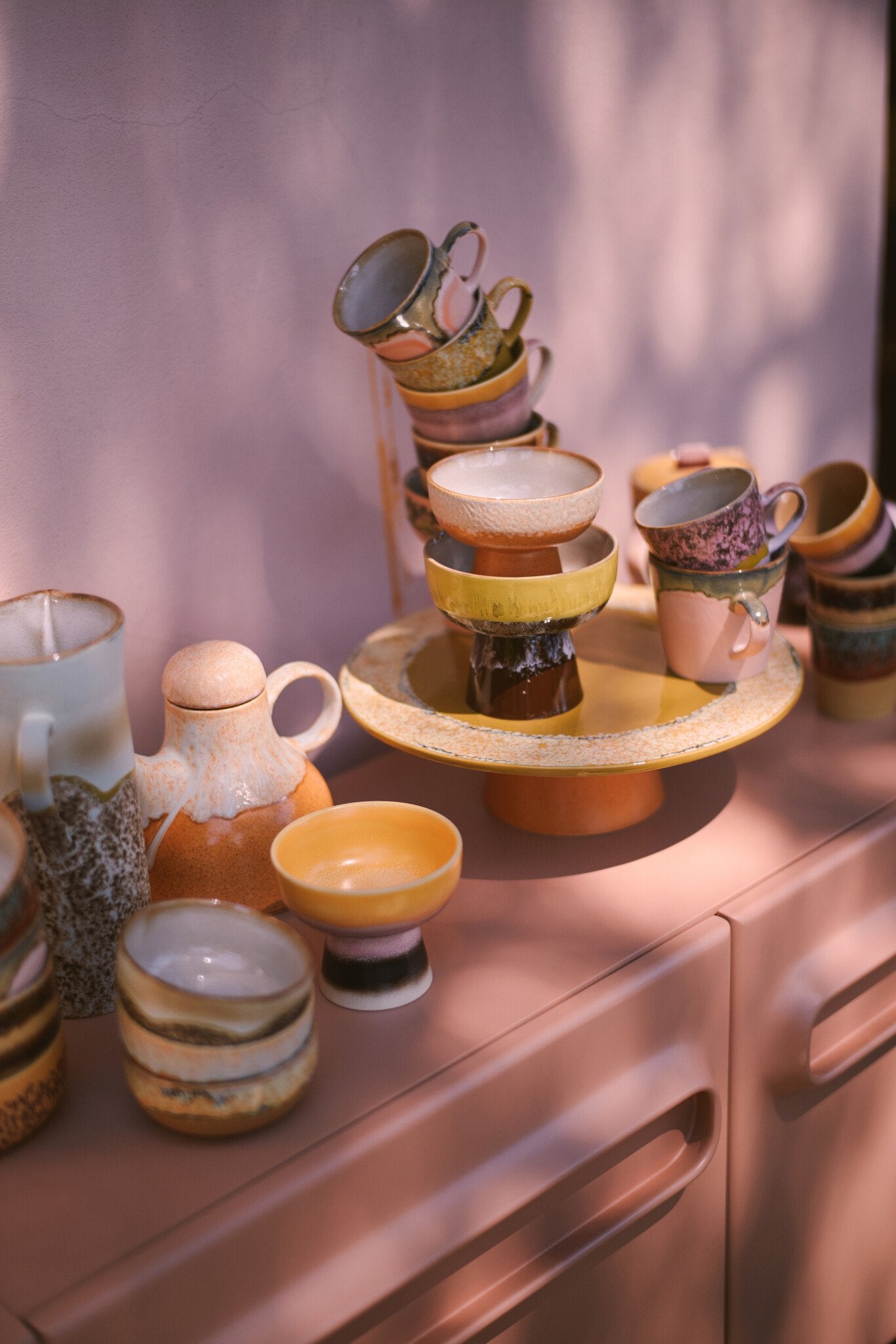 HK Living | 70's servies taartschaal Papaya