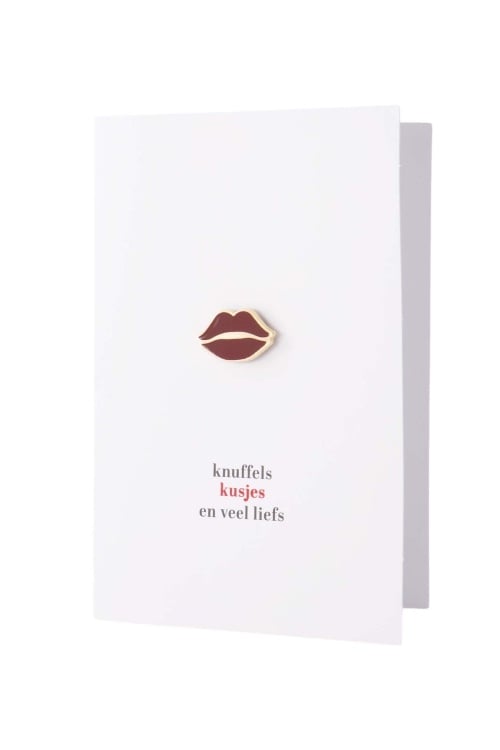 Zusss | Wenskaart magneet kusje wit/rood