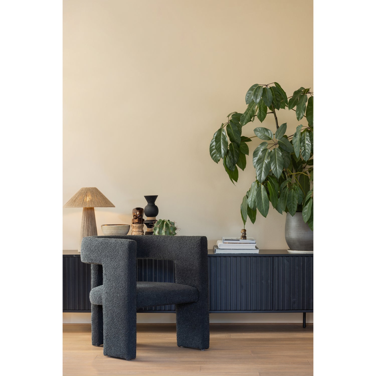 Woood New Gravure TV Meubel 150 cm grenen zwart