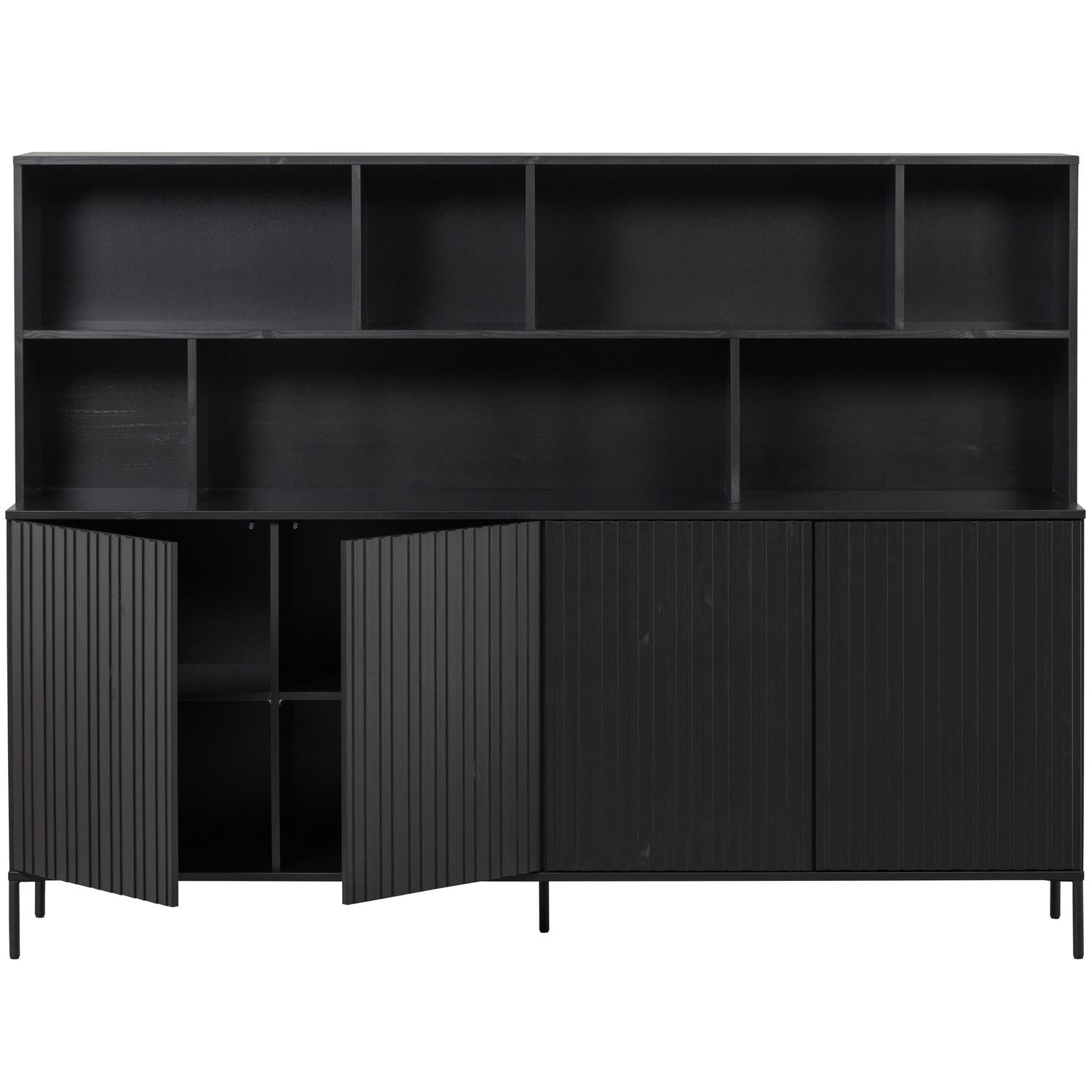 Woood New Gravure Wandkast grenen zwart