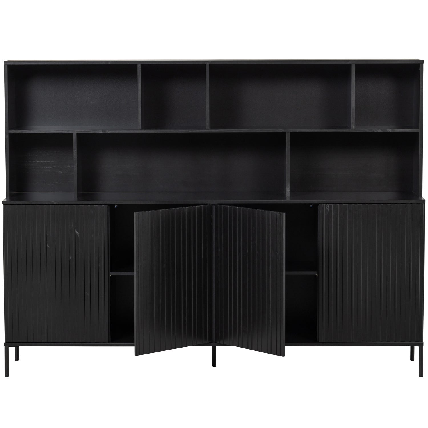Woood New Gravure Wandkast grenen zwart