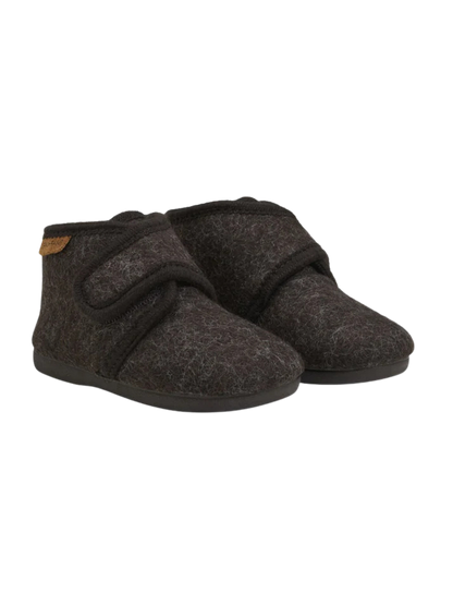 Enfant | Sloffen wol Velcro chocolade melange
