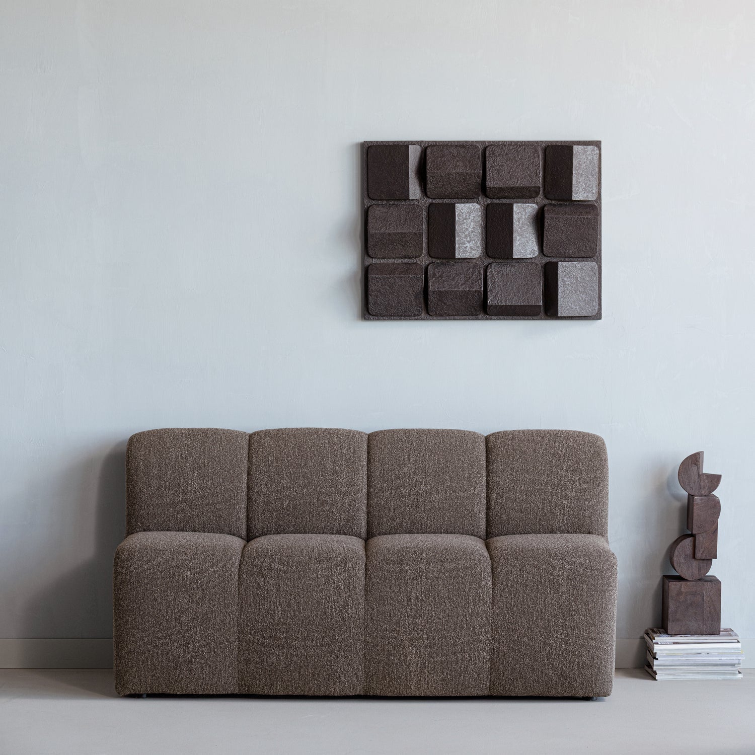 Woood Mojo Eetbank met rugleuning 164cm Boucle bruin melange
