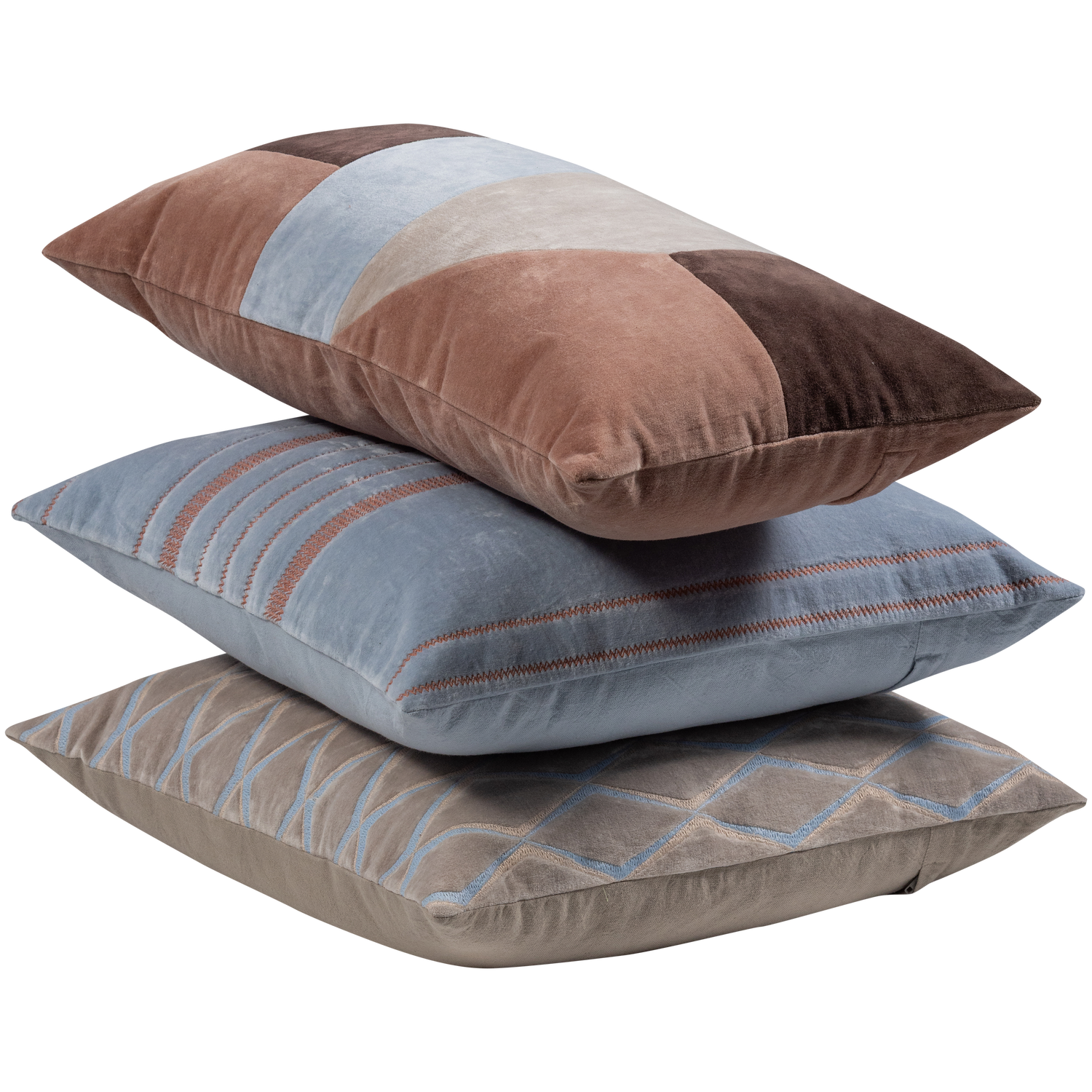 Woood Laon Kussenset naturel/blauw 3stuks