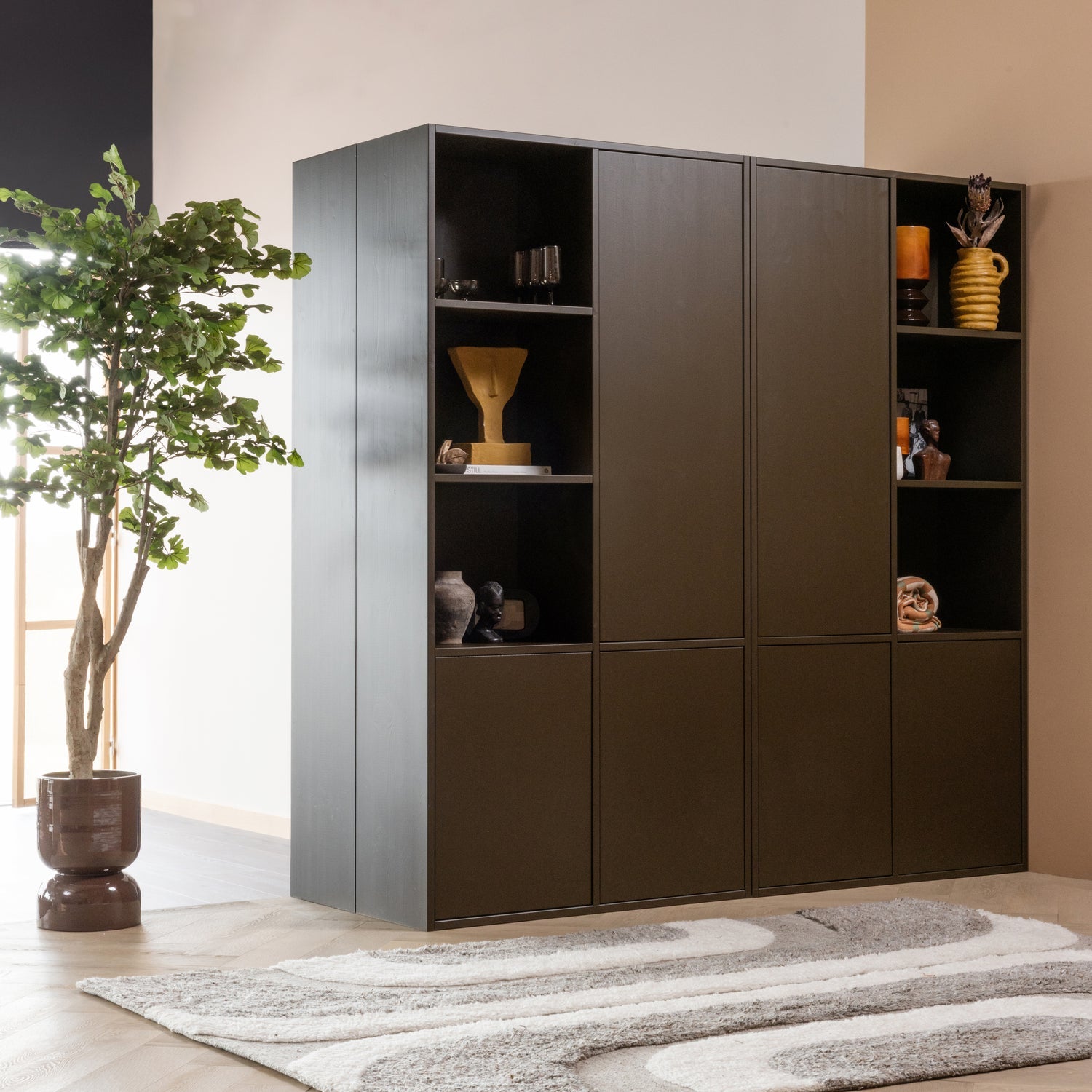 Woood Vloerkleed Moro wol/katoen grijswit 240cm