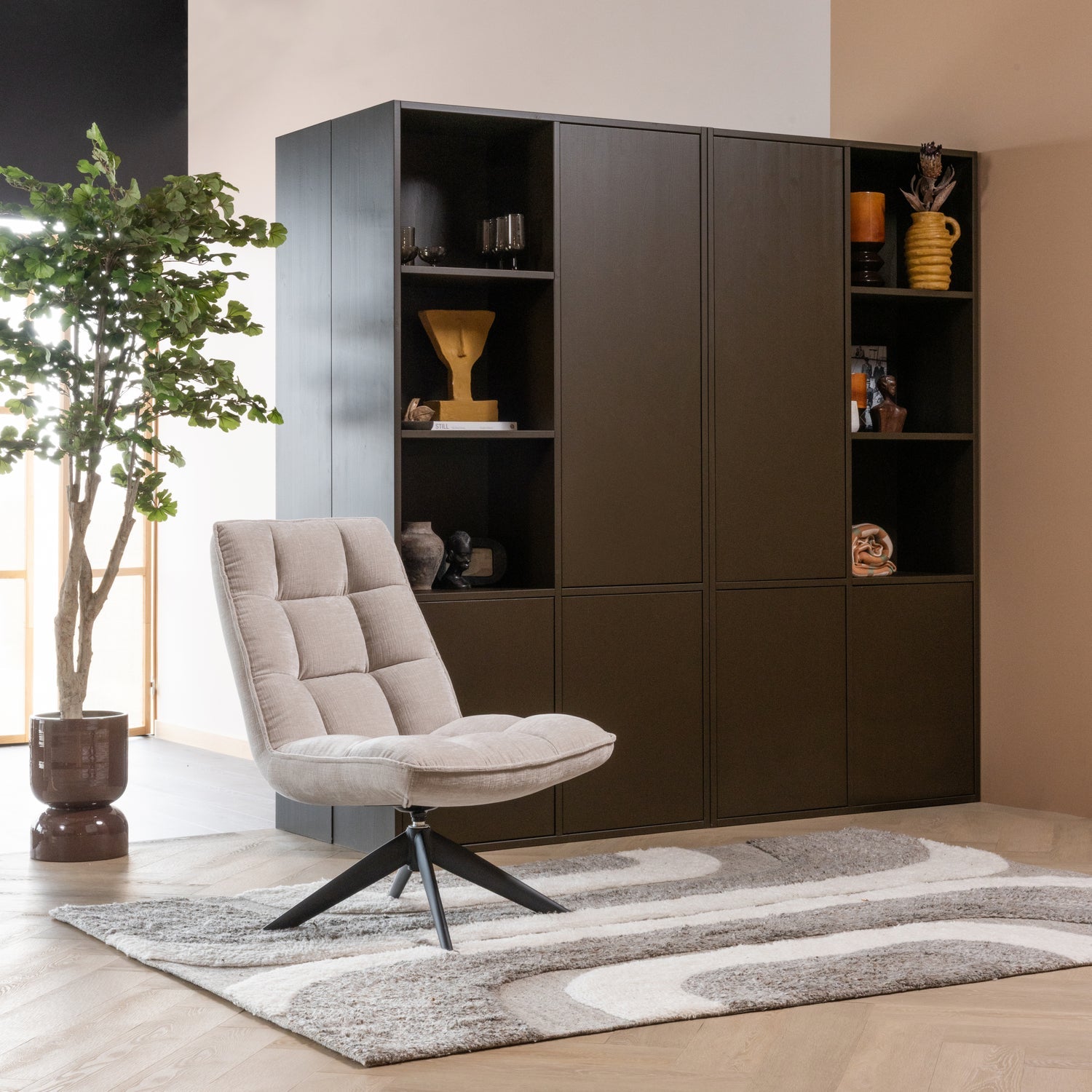 Woood Vloerkleed Moro wol/katoen grijswit 240cm