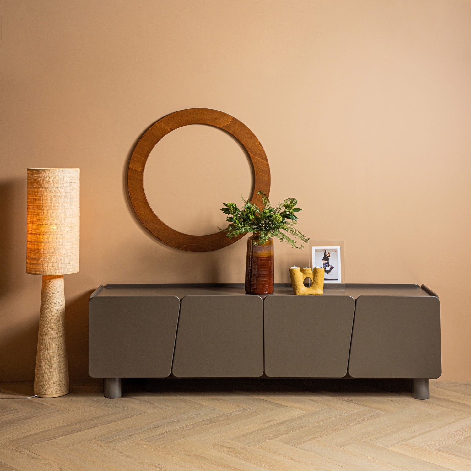 Woood Syro Vloerlamp Raffia 130x30cm