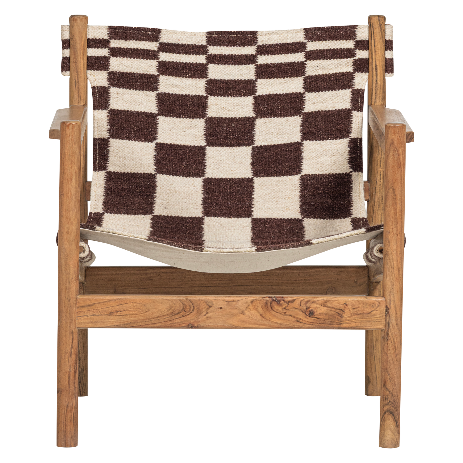 Woood Zano Fauteuil hout bruin met kelim zitting naturel