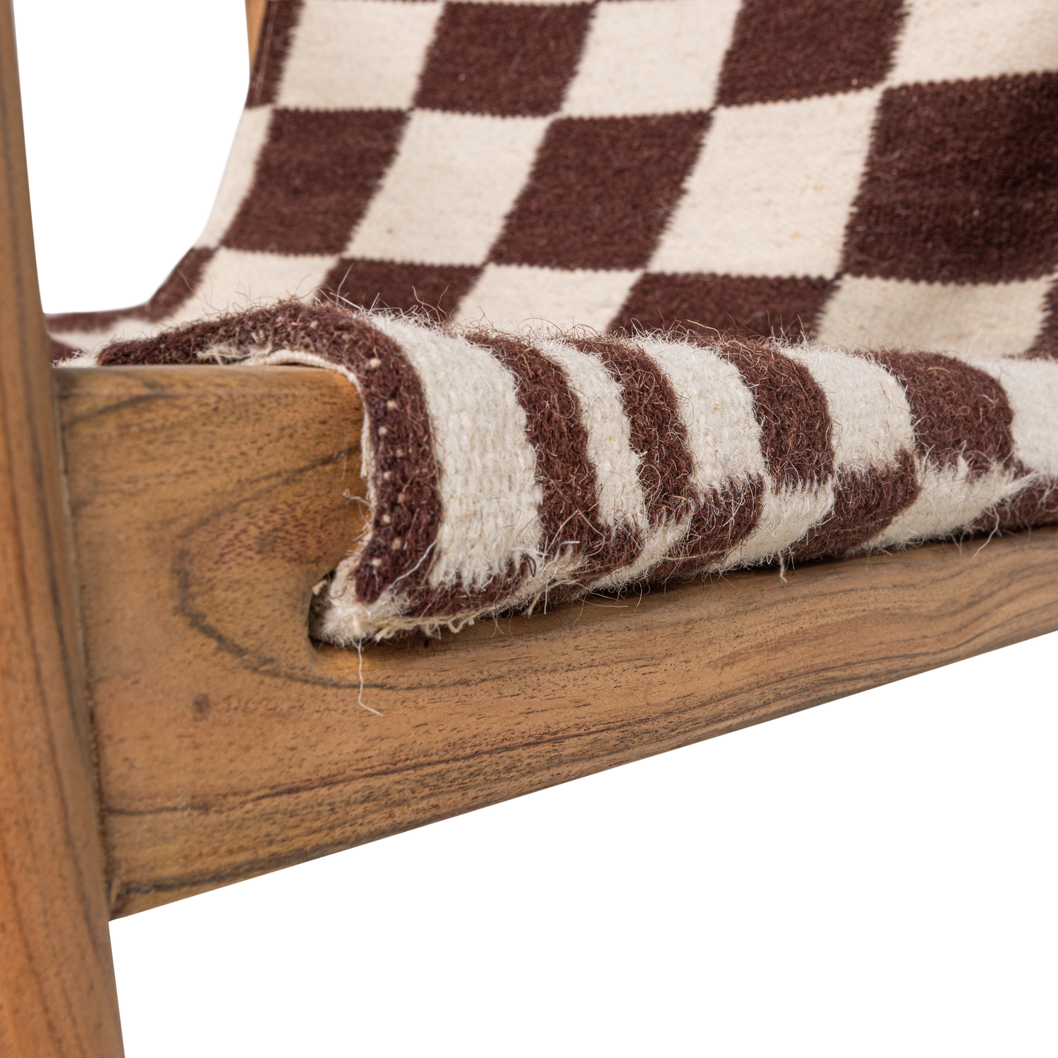 Woood Zano Fauteuil hout bruin met kelim zitting naturel