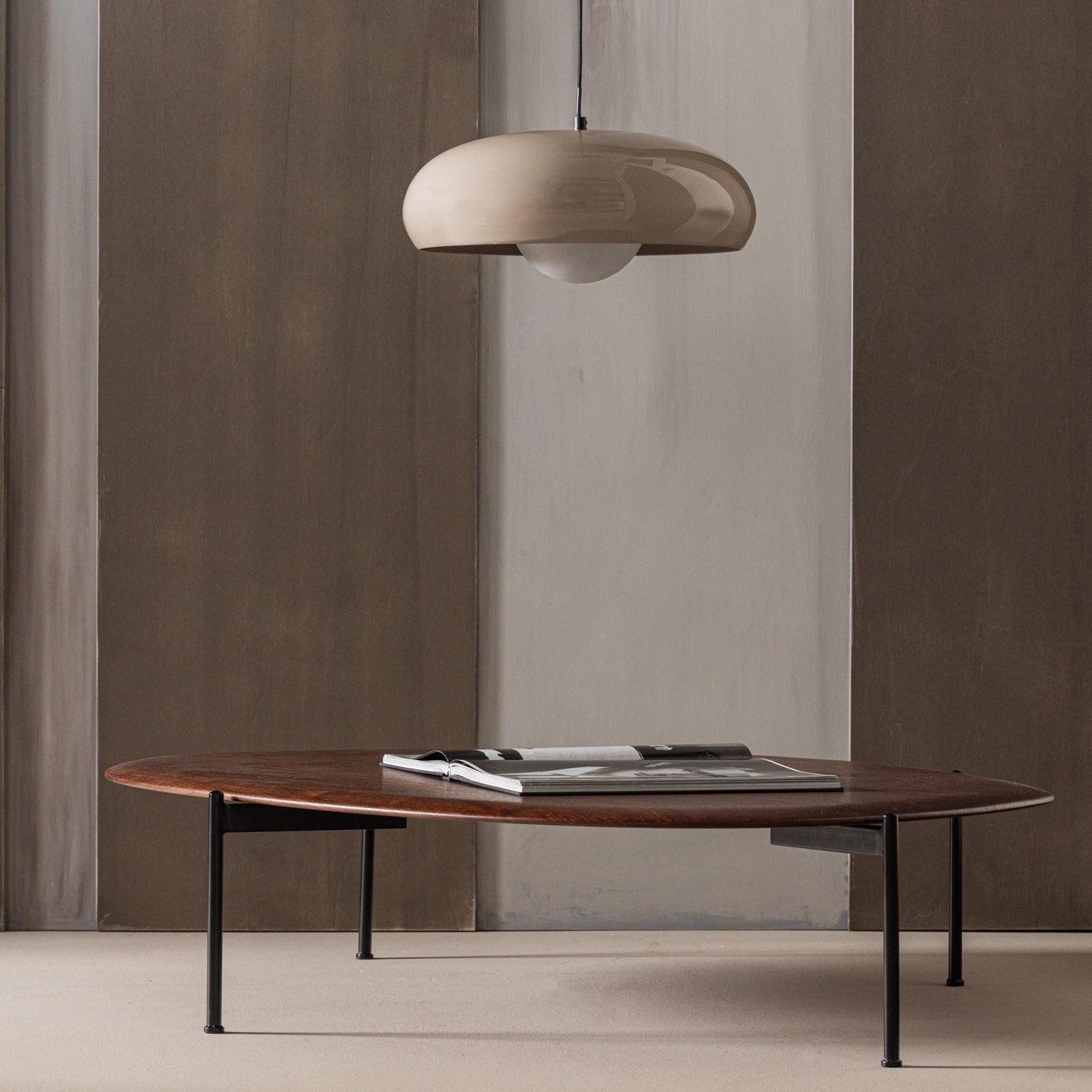 Woood Tivo Hanglamp rond metaal hoogglans zand