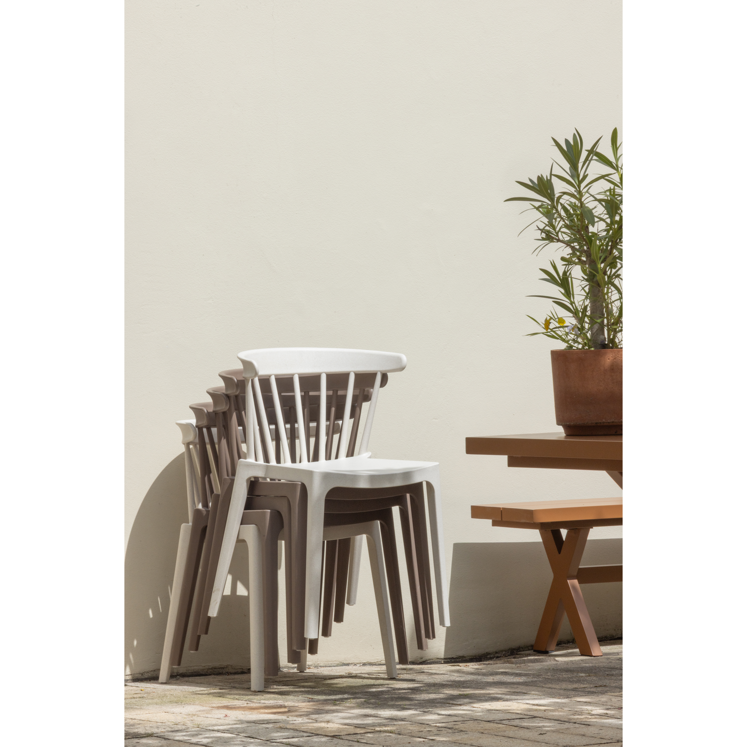 Woood Bliss Tuinstoel met spijlen bruin melange (set van 2)