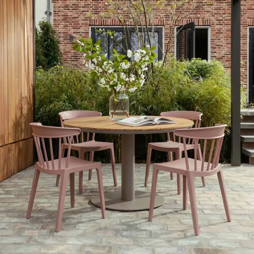 Woood Bliss Tuinstoel met spijlen zalmroze (set van 2)