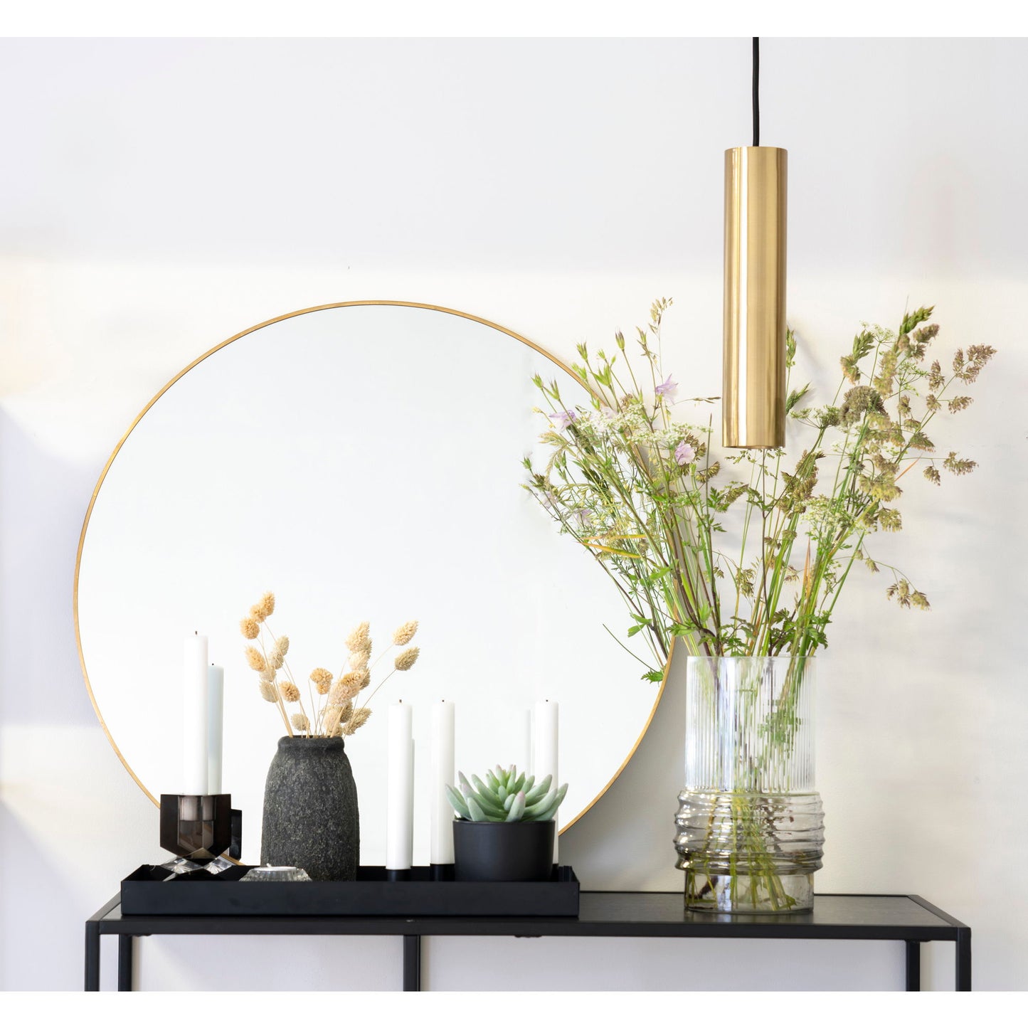 House Nordic | Ronde spiegel met brass frame 60cm