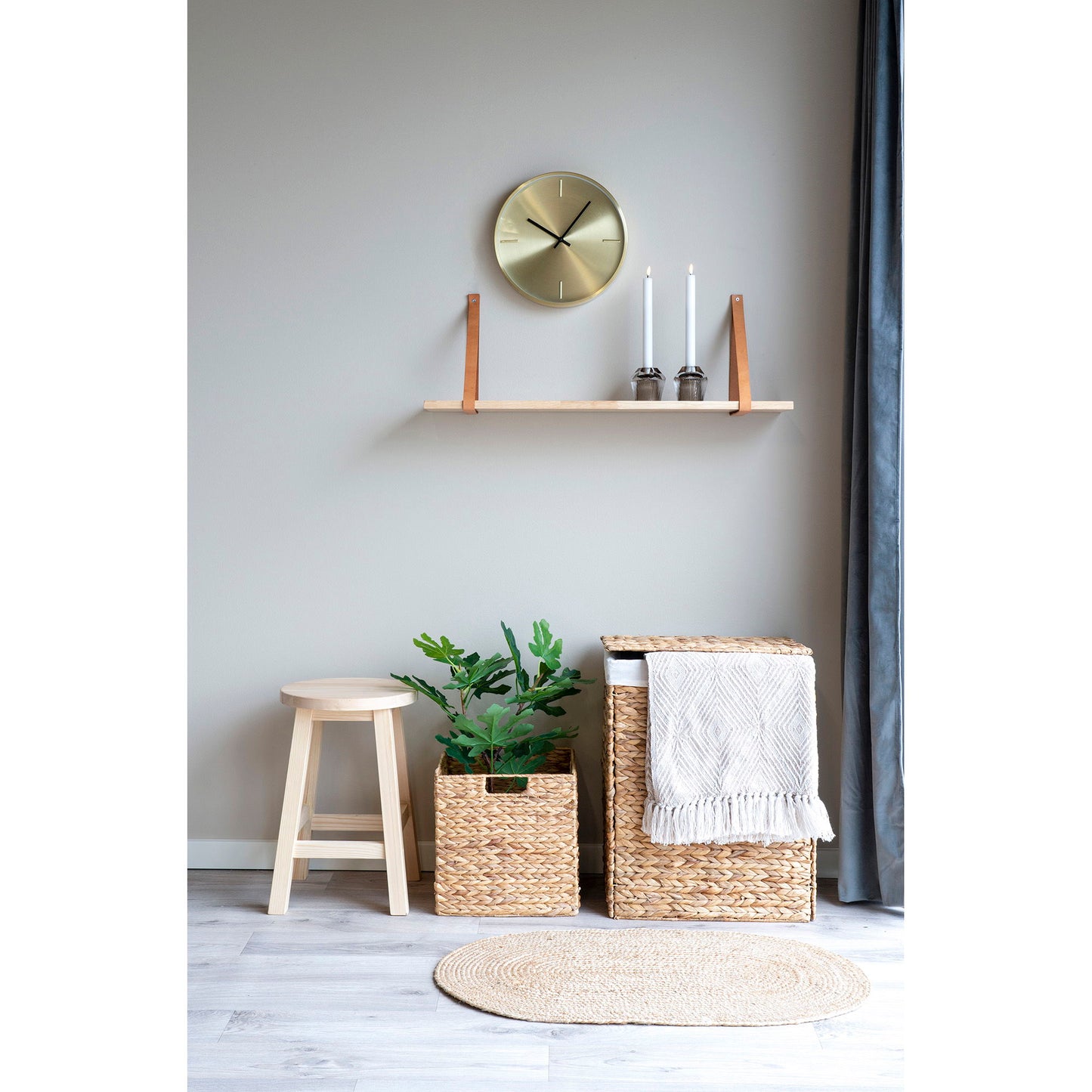 House Nordic | Houten wandschap met leren houders 80cm
