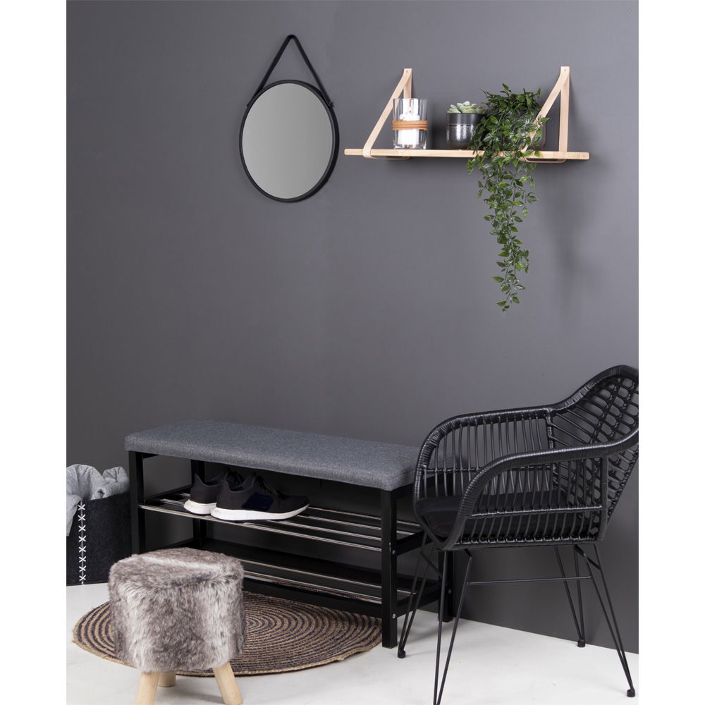 House Nordic | Houten wandschap met leren houders 120cm