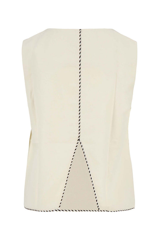 Zusss | Linnen top mouwloos met detail soft kit