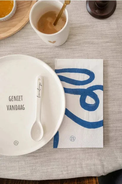 Zusss | Servetten aquarel streep 11x20cm wit