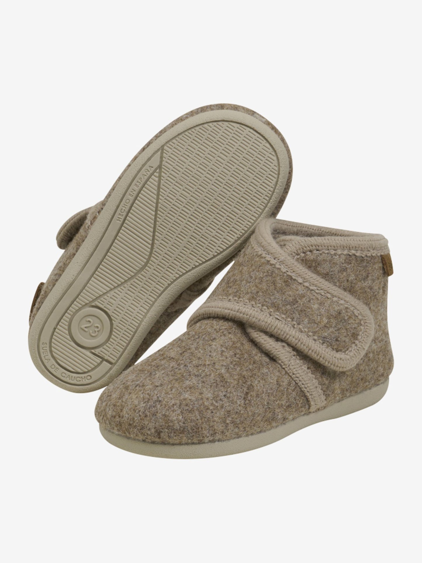 Enfant | Sloffen wol velcro walnut melange